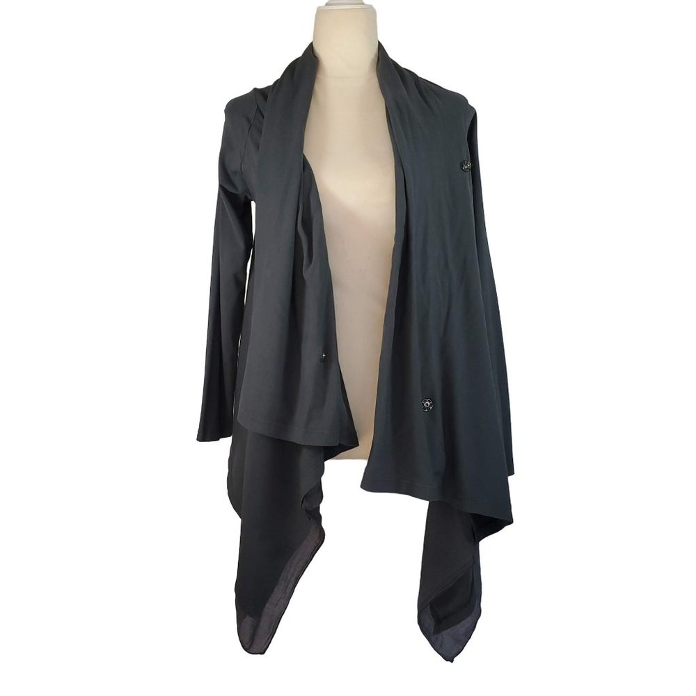 European Culture Wrap Coat Oversized Draping Button Snaps Gray BNWT Size Small